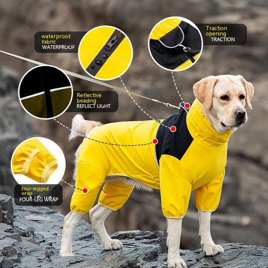 KFX-3343933 Waterproof and Windproof Shell Jacket for Dogs - Available in Yellow, Black, Milky White, Sizes XL to 8XL