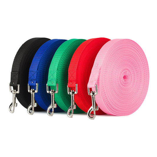 KFX-3347133 Durable Nylon Long Rope Pet Leash - 1.5M, 1.8M, 3M Lengths in Vibrant Colors