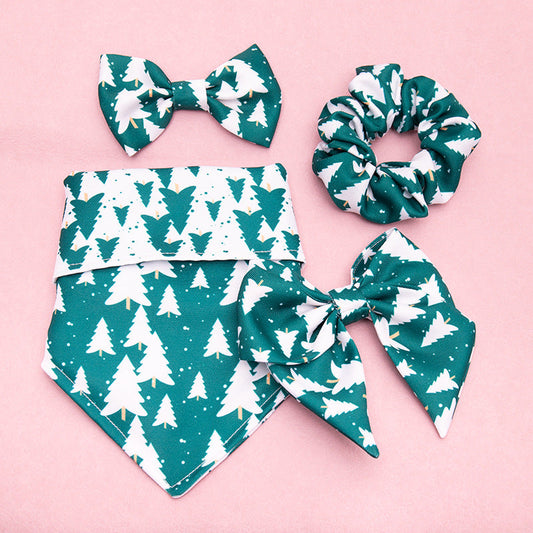 KFX-3350717 Geometric Triangle Scarf Set with Butterfly Bow Tie and Hair Accessories