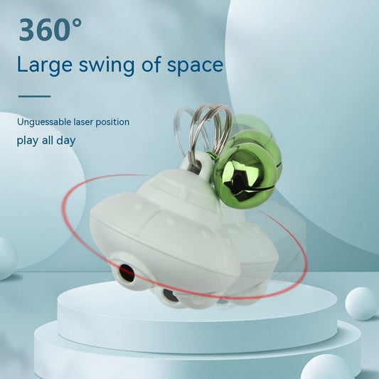 KFX-3360829 USB Charging Cat Flying Saucer Toy with Bell in Green and Pink
