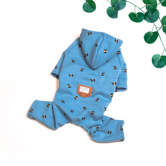 KFX-3368765 Comfortable Blue Velvet Pet Hoodie for Small to XXXL Dogs