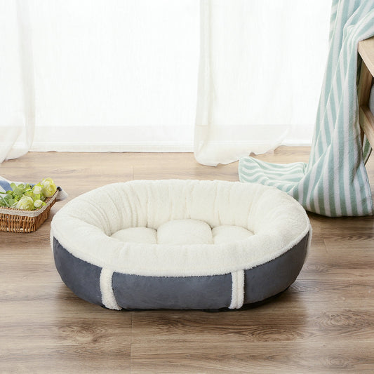 KFX-3374397 All-Season Removable Washable Oval Pet Nest in Pearl White & Mocha Brown