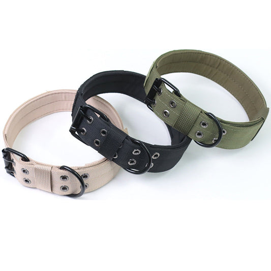 KFX-3393085 Adjustable Military Dog Collar with Metal D Ring & Buckle for Medium to Large Dogs
