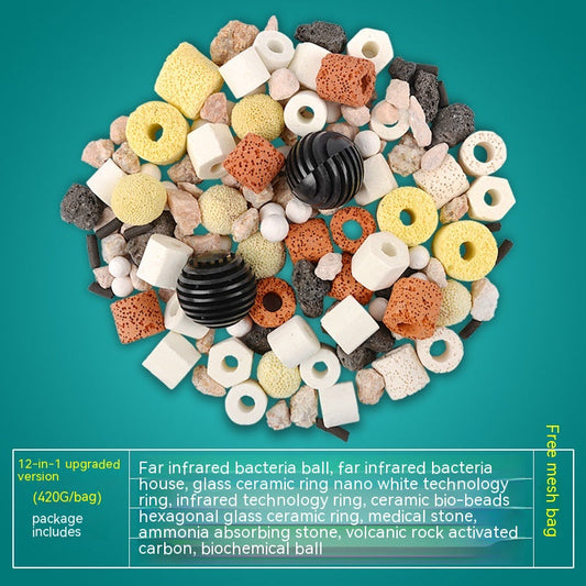 KFX-3412157 Ceramic Fish Tank Filter Material - 10-in-1 & 12-in-1 Efficient Filtration Media