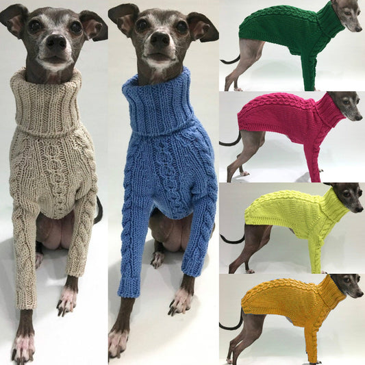 KFX-3422397 Cozy Winter High Collar Dog Sweater in Solid Colors