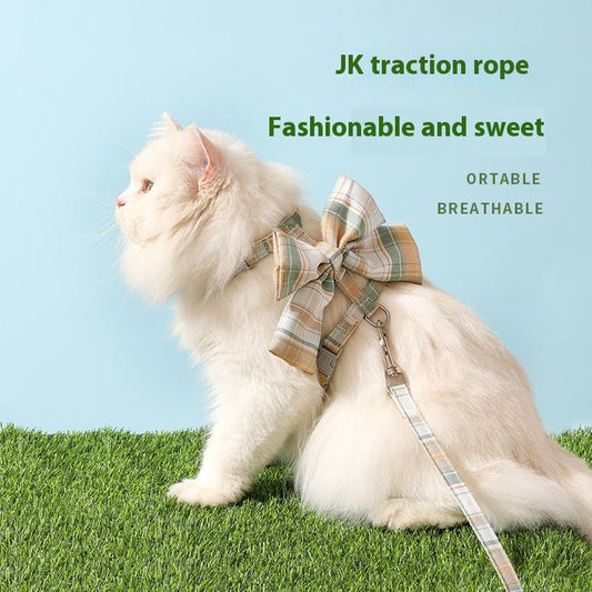 KFX-3426365 Cat Hand Holding Rope - Bow I-shaped, Various Color Options, Size S-M, Durable Cloth Material