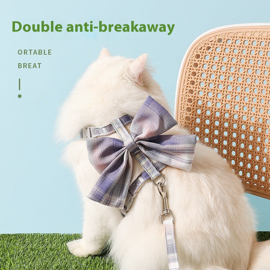 KFX-3426365 Cat Hand Holding Rope - Bow I-shaped, Various Color Options, Size S-M, Durable Cloth Material