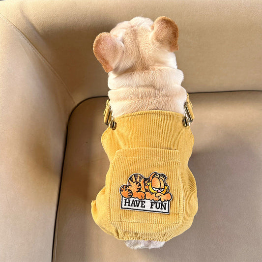KFX-3436477 Corduroy Jumpsuit with Adjustable Three-Dimensional Pocket for Dogs and Cats