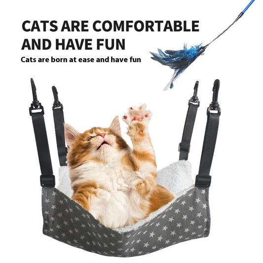 KFX-3437501 Cozy Adjustable Hammock Bed for Cats - Durable Indoor Pet Hanging Seat with Plush Winter Option