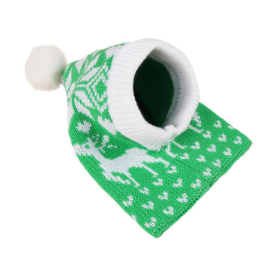 KFX-3440061 Warm Knitted Pet Hat with Snowflake Elk Print for Dogs and Cats, Perfect for Christmas and Halloween