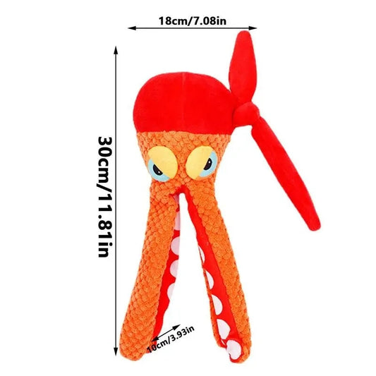 KFX-3443133 Squeaky Plush Octopus Dog Toy for Chewing and Dental Care