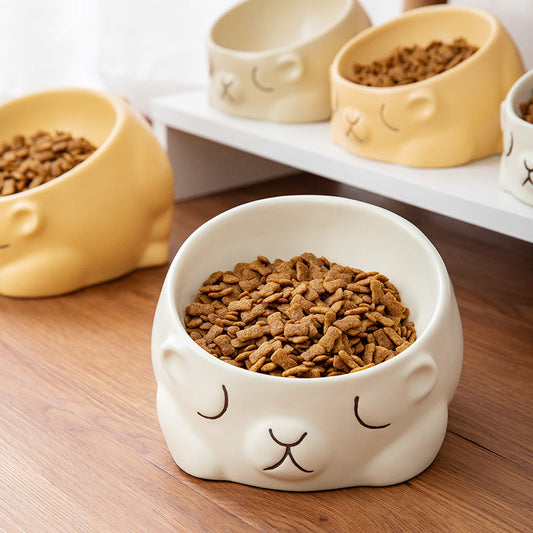 KFX-3451581 Creative Ceramic Bear Pet Bowl for Cats – 160ml & 280ml Options