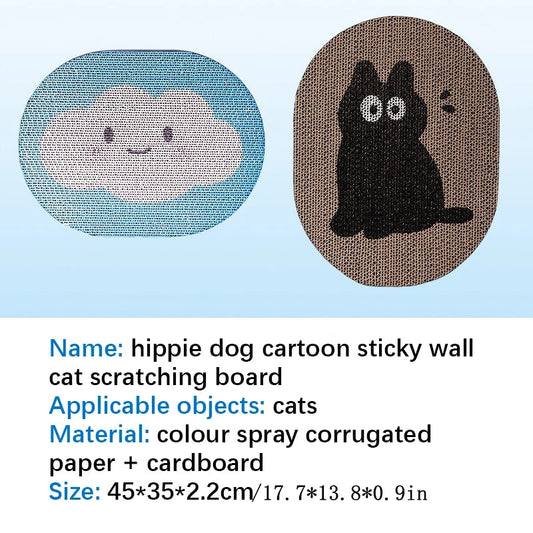 KFX-3468861 Blue Clouds Cartoon Sticky Wall Scratching Board for Cats - Furniture Protection and Play Surface