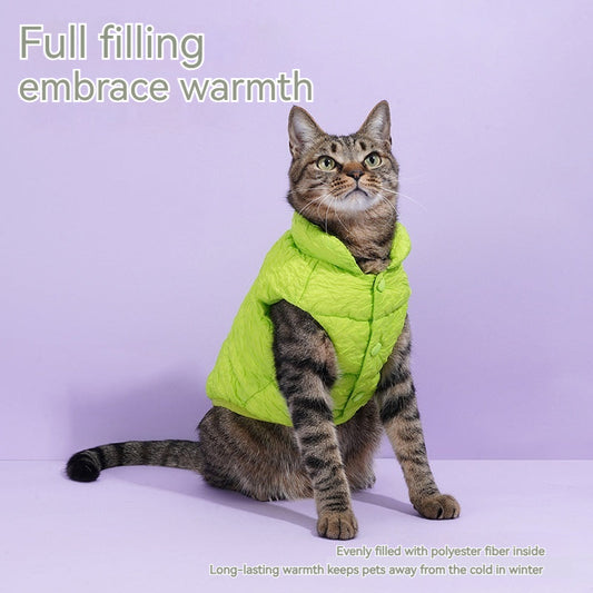 KFX-3474237 Fluorescent Green Winter Vest for Dogs and Cats with Matching Scarf, Soft Polyester Fiber, Anti-Lint Design, Casual Style