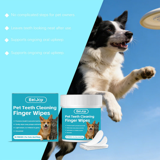 KFX-3476285 Pet Dental Finger Cots with Cleaning Wipes - 50 Pack for Effective Pet Oral Care