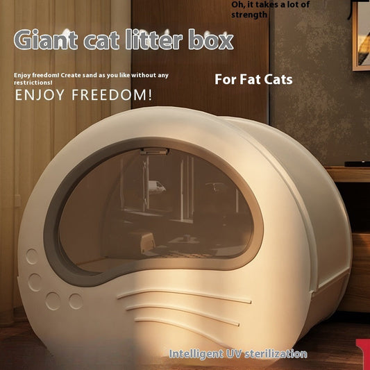KFX-3485629 Extra Large Splash-Proof Enclosed Cat Toilet with Deodorizing Bag and Scoop