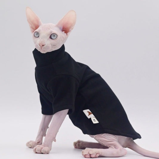 KFX-3489597 Fleece Hoodie for Hairless Cats - Cozy Autumn and Winter Apparel in Multiple Colors and Sizes