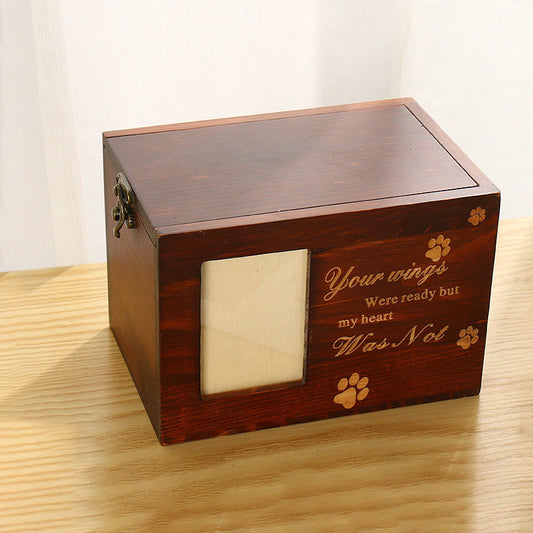 KFX-3510845 Pet Memorial Cinerary Casket in Solid Wood with Frame for Dogs and Cats