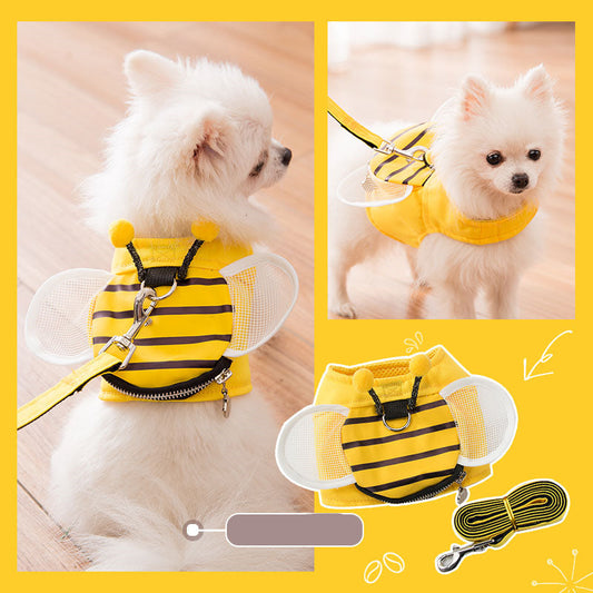KFX-3521981 Cute Bee Vest with Hand Holding Rope - Available in S, M, L, XL - Alloy Hook and Mesh Material