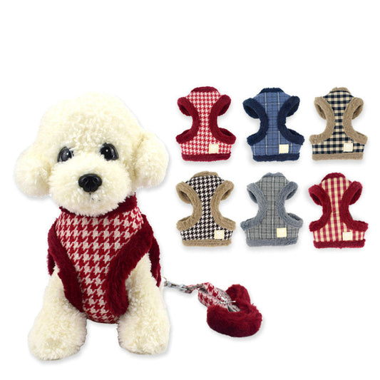 KFX-3523261 Teddy and Bichon Dog Lead Rope with Adjustable Chest Strap - Cotton Material, Multiple Colors & Sizes Available