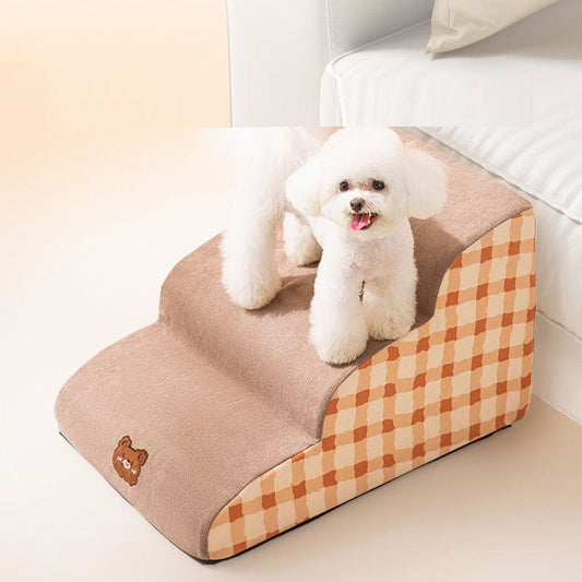 KFX-3531709 Removable Sponge Pet Stairs for Small Dogs - Corduroy and Velvet Design, 40 x 72 x 40 cm