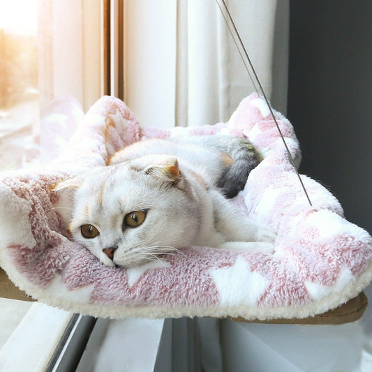 KFX-3535805 Window Cat Hammock with Suction Cups - Soft Cloth Sun-Soaked Swing for Cats