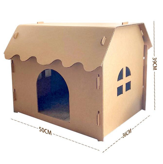 KFX-3543997 Double-Layer Corrugated Paper Cat Litter Box – Villa Nest Design, Large & Medium Sizes Available
