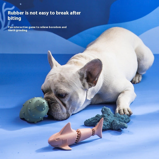 KFX-3562045 Deep Sea Shark Rubber Dog Toy - Colorful Ocean-Themed Pet Chew Toy