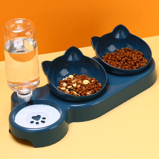 KFX-3564989 Double Bowl Automatic Drinking Station for Pets - Protective Cervical Spine Design in Multiple Colors