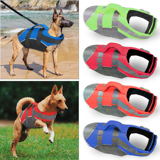KFX-3571133 Adjustable Dog Life Jacket with Reflective Strips - Lightweight Swim Vest for Safety and Comfort