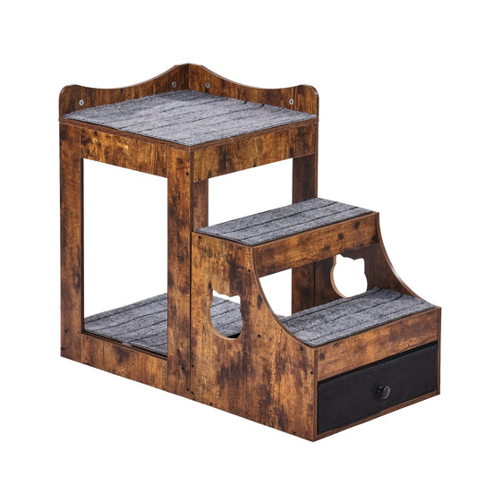 KFX-3578941 Multifunctional Pet Bunk Bed with Stairs and Window Perch for Dogs and Cats