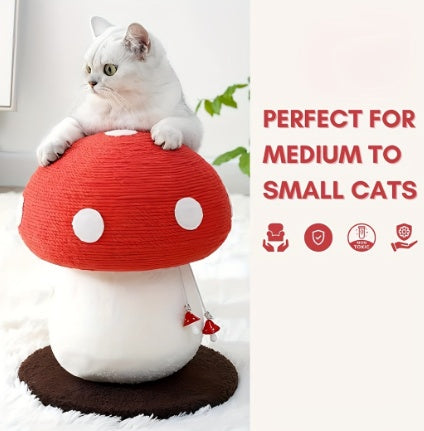 KFX-3599933 Mushroom Cat Climbing Frame with Fluffy Base and Sisal Scratching Post for Cats