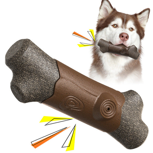 KFX-3613885 Dog Toy with Sound Tip Ball, Bite-Resistant Molar Rod Branches, Plastic Material, Wood Color
