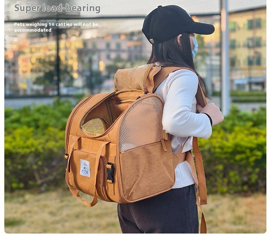 KFX-3617469 Portable Expandable Cat and Small Dog Shoulder Bag with Thermal Pad, Lightweight Outdoor Tent Design