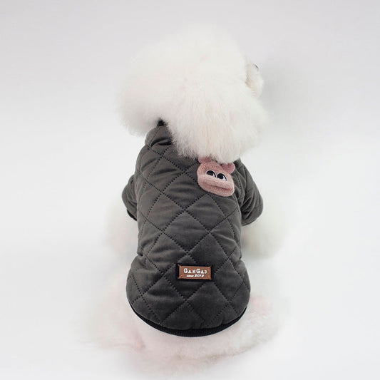 KFX-3620669 Plaid Cotton Jacket for Small Dogs in Black and Pink for Autumn and Winter