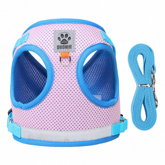 KFX-3626557 Reflective Breathable Vest-Type Dog Leash with Chest Harness in Multiple Colors