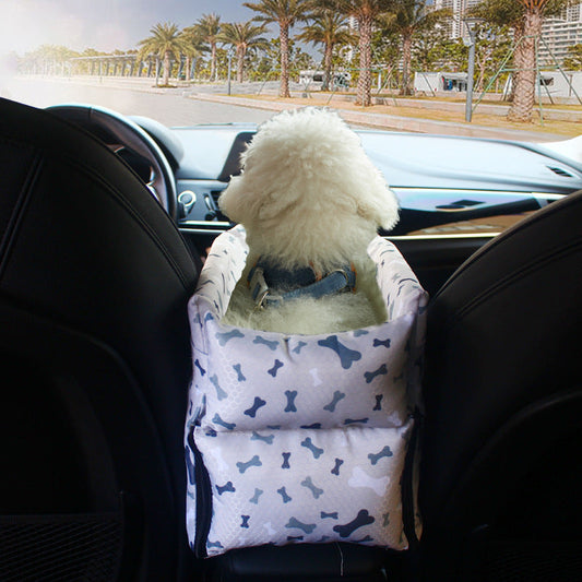 KFX-3626813 Pet Car Safety Seat with Waterproof Bed and Portable Strap - Suitable for Dogs