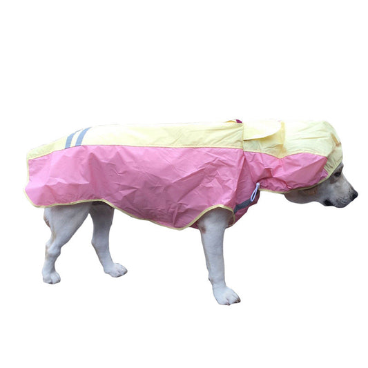 KFX-3639869 Waterproof Dog Raincoat with Reflective Strips and Detachable Hood for Outdoor Activities