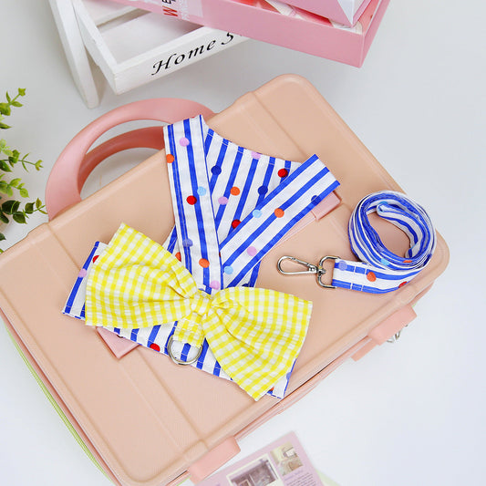 KFX-3642045 Casual Pet Clothing with Vertical Bar Bow, Available in Striped Colors and Multiple Sizes