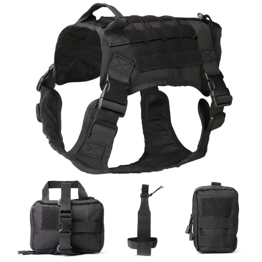 KFX-3647293 Tactical Outdoor Dog Vest Suit with Strap, Rope, Kettle Bag, Ambulance Bag, and Backpack