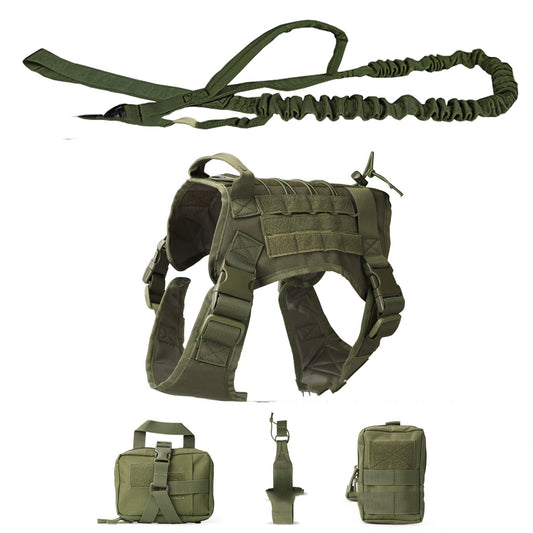 KFX-3647293 Tactical Outdoor Dog Vest Suit with Strap, Rope, Kettle Bag, Ambulance Bag, and Backpack