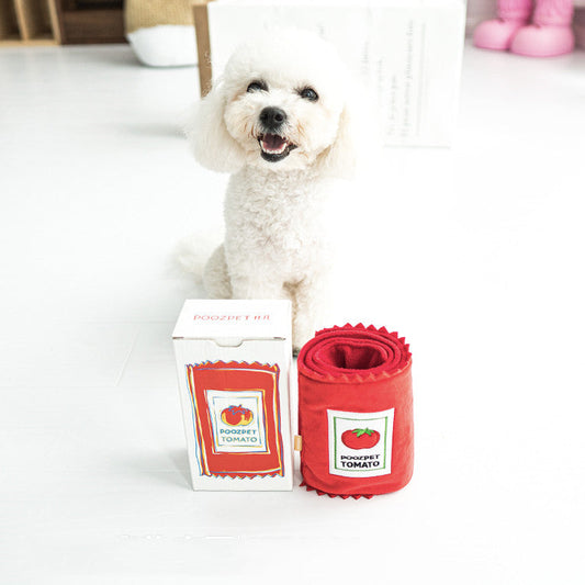 KFX-3661501 Canned Tomato Sniffing Toy for Dogs and Cats - Machine Washable, Soft Polar Fleece