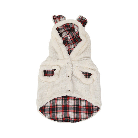 KFX-3663933 Winter Fleece-Lined Pet Apparel in Plaid Patterns - Sizes S to XXL