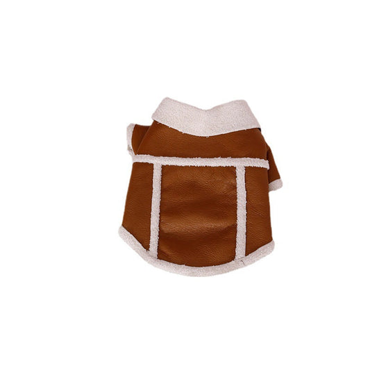 KFX-3679165 Warm Plush Zipper Dog Coat in Pink and Brown - Sizes S to XXL