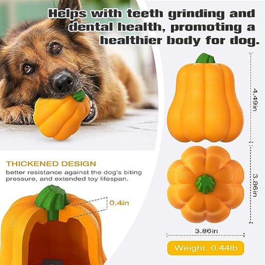 KFX-3684029 Squeaky Yellow Pumpkin Dog Toy with Throwing Drawstring for Halloween Fun