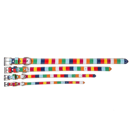 KFX-3694269 Colorful PU Leather Dog Collar for Small and Large Dogs - Adjustable Size S, M, L