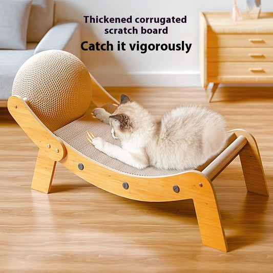 KFX-3697341 Sisal Corrugated Paper Cat Recliner Scratch Board with Interactive Capture Ball