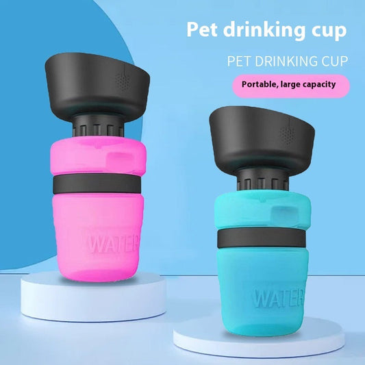 KFX-3703869 Foldable Pet Water Bottle with Integrated Bowl - BPA-Free Travel Water Dispenser for Dogs - 520ml Capacity