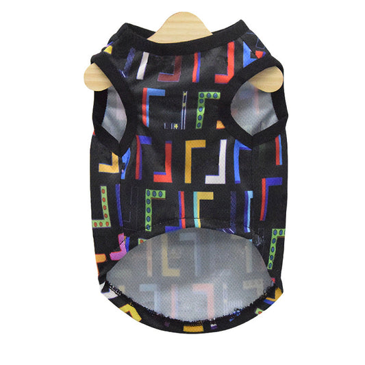 KFX-3708349 Full Print Dog Vest Pet Suit - Lightweight Polyester, Sizes XS to 3XL, Black and White Design