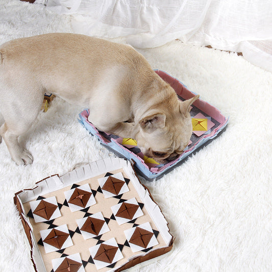KFX-3708605 Sniffing Mat for Dogs - Skin and Gray Non-Woven Fabric - 33x33x4 cm